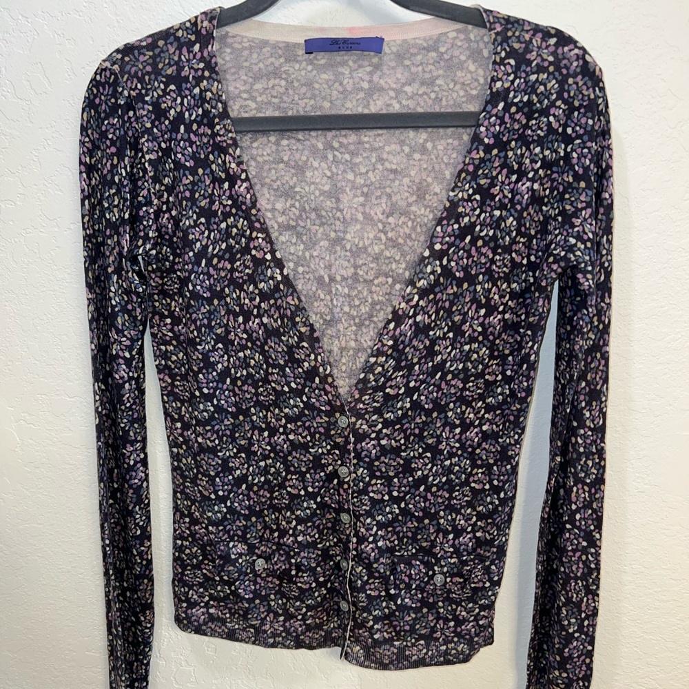 Les Copains Blue Floral Button-Front Cardigan - Purple
